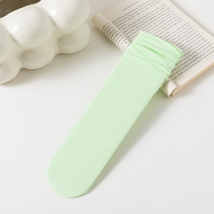 Ice Socks 2025 Popular Women's Summer Thin Pure Color Mid-Calf Socks for Girls Summer Japanese Style Style Sweat-Absorbent, Breathable and Deodorant