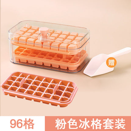 Press Ice Tray Ice Cube Mold Household Ice Box Storage Frozen Ice Cube Model Household Easy-Release Quick-Frozen Artifact