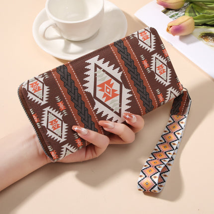 Cross-Border New Model Women's Korean-Style Long Versatile Large-Capacity Double-Layer Retro Pattern Coin Purse and Phone Bag