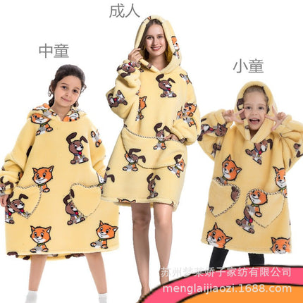 Men's and Women's Home Wear Jackets, Lazy Hooded Sweatshirts, Extended Thickeneded Blankets, Winter Warm and Cold-Proof Clothes, Couple's Nightgowns