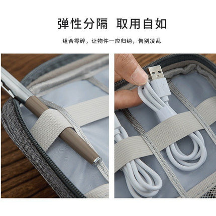 Oxford Cloth Data Cable Storage Bag, Cosmetics Travel Portable Handbag, Large Capacity Waterproof Portable Storage