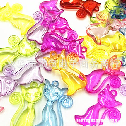 Acrylic color transparent color cartoon string pendant beads hanging hole KT cat diy children handmade beaded material