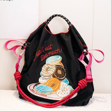 ball chain Japanese high quality eco-friendly shopping bag embroidered hand canvas bag nylon shopping bag