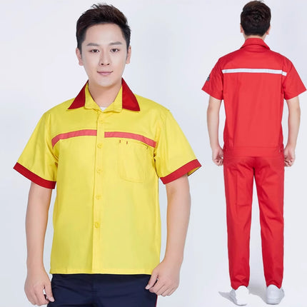 Gas Station Work Clothes, Summer Short-Sleeved Clothing, Petrochemical Gas Station Half-Sleeved Anti-Static Labor Protection Clothing Set, Customized