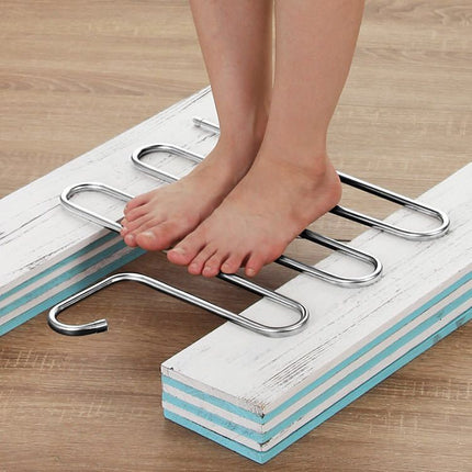 Factory wholesale stainless steel S-shaped pants rack non-slip pants hanging five-layer pants rack multi-function magic pants rack multi-layer clothes rack