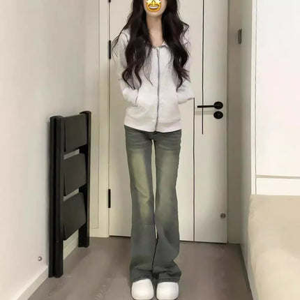 American Hottie Bootcut Jeans Autum New High-Waisted Slim Fit Straight Cigarette Pipe Floor-Length Pants