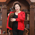 Big red round neck female blessing plus pockets plus velvet / S