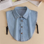 Light-colored denim peak collar