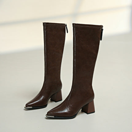 Over-The-Knee Boots for Women 2025 New European and American Fashion Elegant Fashion Boots Thick Heel High Heel Straight Knight Boots Trendy