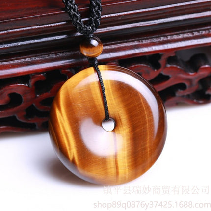 Couple's Pixiu Pendant Tiger Eye Stone Guanyin Buddha Guan Gong Ping An Buckle Pendant Yellow Tiger Eye Stone Pendant Supply Straight Hair