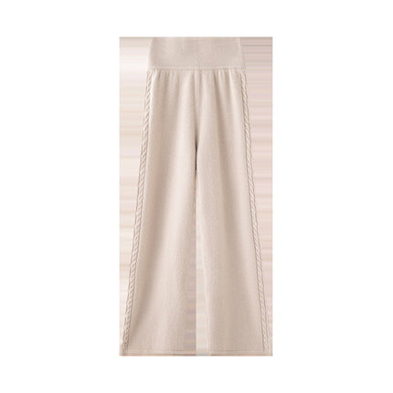2025 Autumn and Winter New Versatile Wide-Leg Women's Cashmere Pants Wide-Leg Pants Straight Pants with Side Twists
