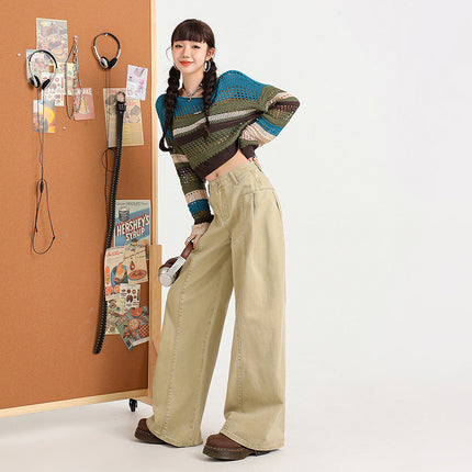 2026 Autumn Basic Style Niche High-End Loose Draped Straight Wide-Leg Floor-Length Women's Trousers Extended Length