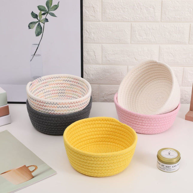 Cotton Woven Fabric Desktop Storage Basket Snack Toy Cosmetics Storage Office Desktop Storage Basket Entrance Miscellaneous