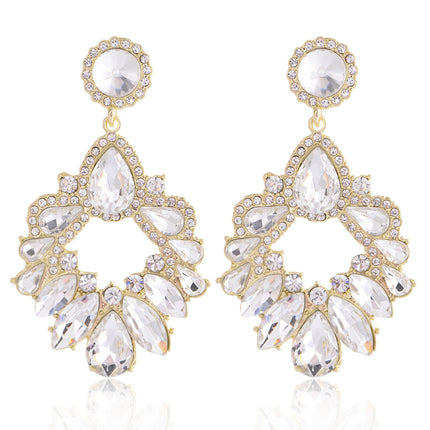 European and American Trendyy Drop-Shaped Earrings for Women, High-End Diamond-Encrusted Elegant Tassel Earrings, Fashionable Ins Style Rhinestone Earrings