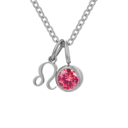 Non-Fading Titanium Steel Zodiac Necklace for Women, Birthstone Rhinestone Pendant, Clavicle Chain, European and American Style Niche Light Luxury Jewelry