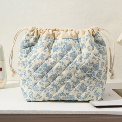 Cross-Border Makeup Brush Quilted Cosmetic Bag Large Capacity Tote Cosmetic Bag Fashionable Simple Korean Style Floral Storage Bag