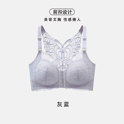 Front Buckle Adjustable plus size Underwear Large Bra Cup Push-up Anti-sagging Non-steel Rings Thin Bra for Summer