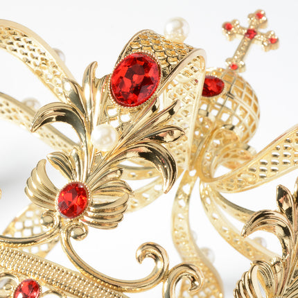 HG1564 Baroque Bridal Jewelry Oversized Crown King Court Crown Retro Alloy Headwear Men's Ball