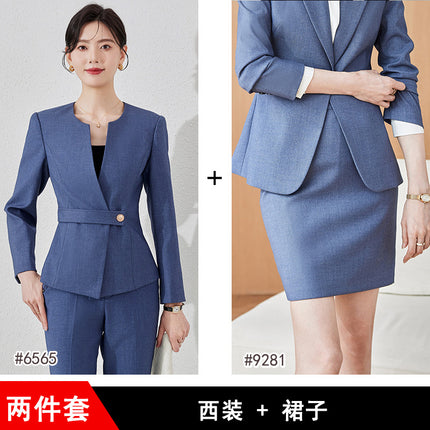 Black Suit suit Women's Spring and Autumn New Professional Fortress Jewelry Gold Shop Tooling Front Desk Reception Sales Work Clothes