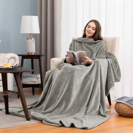 Classic Sherpa Hooded Blanket, Warm and Comfortable, Can Be Worn as a Cape or Shawl, Soft and Suitable for Home Use, Tv-Watching, Lazy Cloud Mink Fleece