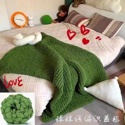 Big ball ball coarse wool round thread loop crochet sofa cushion carpet cushion handmade DIY woven material bag