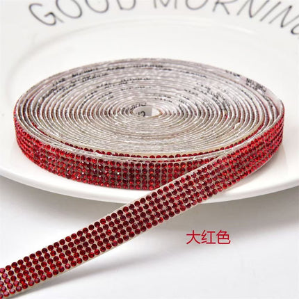 Cross-Border Rhinestone Stickers Self-Adhesive Diamond Strips DIY Clothing Shoes and Hats Rhinestone Strips Decorative with Diamond Stickers Rhinestones with Adhesive Backing Diamond Sheets