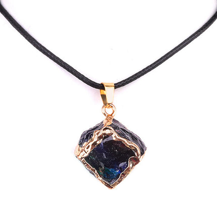Imitation Crystal Rough Stone Square Electroplated Colorful Pendant Artificial Crystal Sugar Cube Necklace DIY Jewelry Pendant