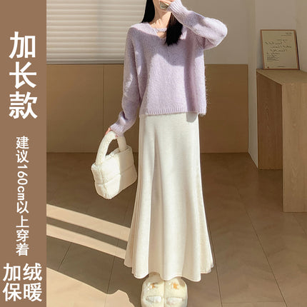 Women's Skirt Autumn/Winter 2026 New Style Gentle and Elegant High-End Feel Slim-Fit Knit A-Line Bodycon Fishtail Skirt