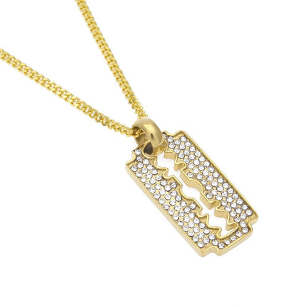 European and American Hip-Hop Stainless Steel Pendant Necklace Punk Rock Style Real Gold Electroplating Simple Versatile Pendant Necklace Wholesale