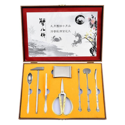 Crab Eight Pieces Stainless Steel Crab Eating Tools Crab suit Crab Pick Hairy Crab Crab Pliers Dismantling Crab Tools Gift Box suit