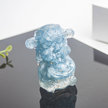 Cross-border Natural Crystal Gravel Glue Dripping God of Wealth Lucky Treasure Desktop Living Room Home Accessories Gift Ornaments