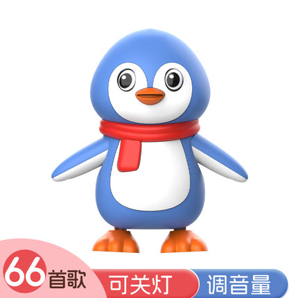 Electric dancing penguin cross-border new products children singing swing light music baby head up training baby toys
