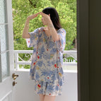 Women's shorts/national style blue and white / free size (40.00 kg-65.00 kg