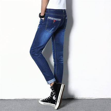 Spring and autumn men's jeans men's Korean version of slim elastic leggings autumn and winter straight trousers a generation of hair