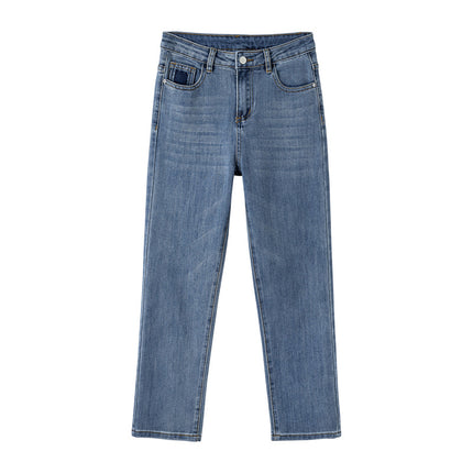 The Mainly Recommended Retro Straight-Leg Jeans for Women in Autumn and Winter. High-Waisted Slimming Look Cigarette Pipe Pants for Small People. High Street Fashion