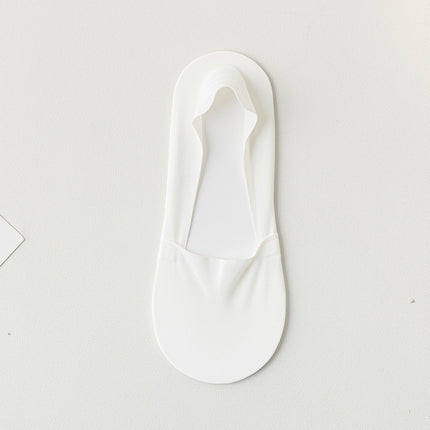 Women's Summer Thin Boat Socks, Solid Color, Low-Cut Invisible Socks, Silicone Non-Slip, Anti-Drop, Short Tube Seamless Cotton Socks