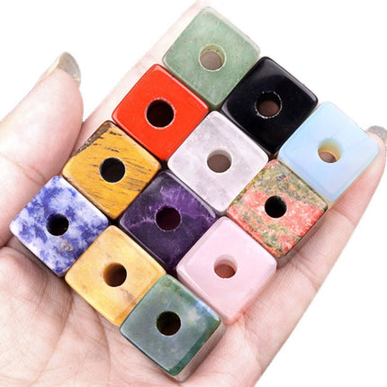 Amethyst Agate Semi-Precious Stone 16mm Hole Diameter 5mm Square Large Hole Loose Beads DIY Jewelry Accessories Wholesale