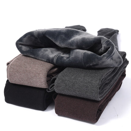 Autumn and Winter Vertical Stripe Thickened Leggings Outer Wear Foot Warm Pants Autumn Pants fleece-lined Slimming