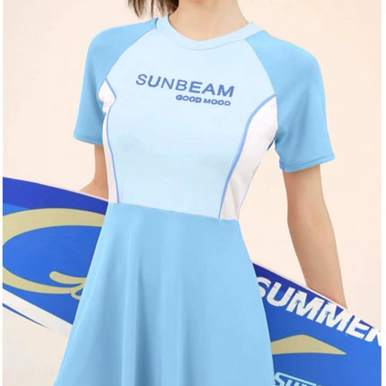 New Swimwear Women's Split Flat-Corner Conservative Slim Belly Covering Slim Sports Girl's Student Hot Spring Swimsuit