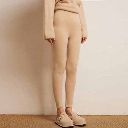 Cashmere Leggings Women's High Waist Tight Belly-Tight Hip-Lifting Warm Pants Slimming Wool Leggings