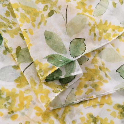 Small fresh sweet bright yellow leaf beach towel long tassel decorative travel sunscreen shawl cotton and linen hand scarf