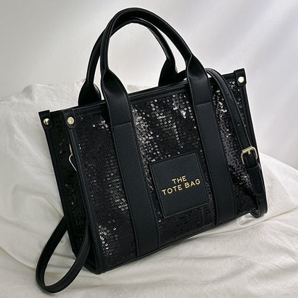 Cross-Border 2025 New Bags Korean Style Fashionable Simple Sequin Bags Tote Bag Shoulder Crossbody Handbag
