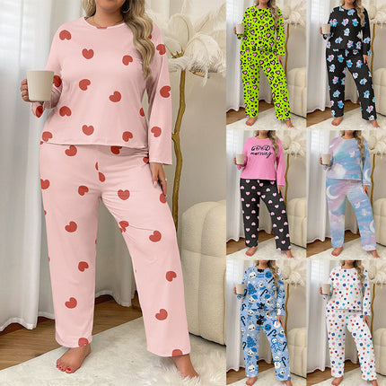 Cross-border Foreign Trade Autumn Milk Silk Pajamas Women's Home Clothes Plus Fatty Casual Long-sleeved Trousers suit Can Wear
