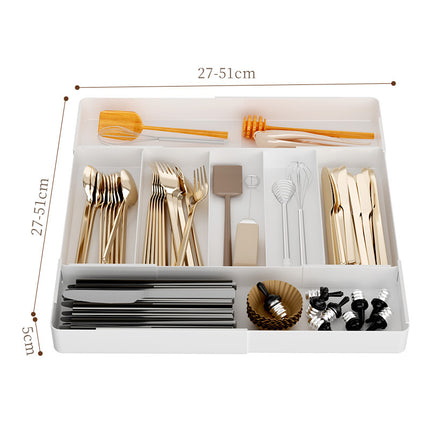 Kitchen Drawer Partition Tableware Storage Box Knife and Fork Chopsticks Storage Rack Kitchenware Storage Household Cabinet Built-in Partition