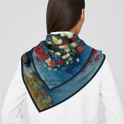 90cm Spring New Van Gogh Oil Painting Bottle Rose Women Fashion All-match Shawl Large Square Scarf Scarf Scarf