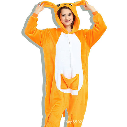 Mixed batch autumn and winter flannel cartoon one-piece pajamas home performance clothes toilet version adult home clothes pajamas