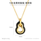18K Gold Black Oil Drop Fu Lu Necklace