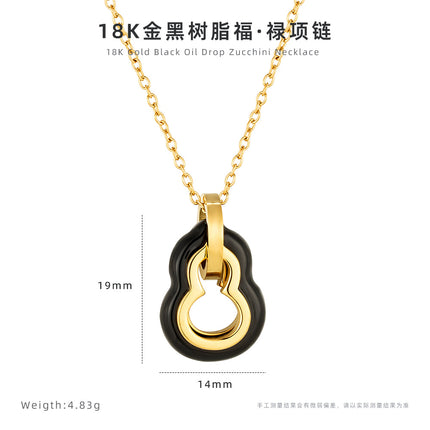 New Chinese style K gold gourd necklace women's high-end sense of non-fading clavicle chain niche design sense titanium steel jewelry wholesale