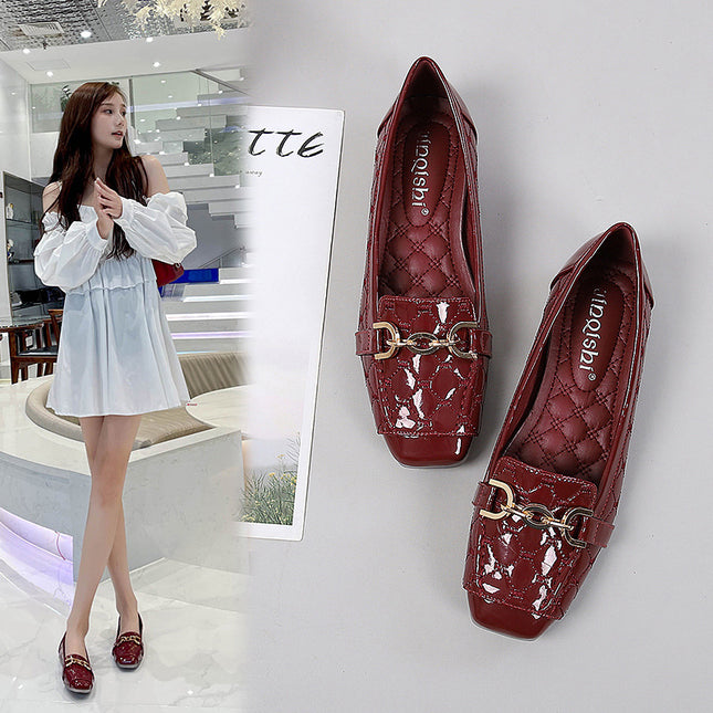 Ladyshoes Soft-soled Women's Single-layer Shoes Fashion New Women's Shoes Four Seasons Korean Style Mama Shoes Flat Shoes Large Size Square Toe Shoes
