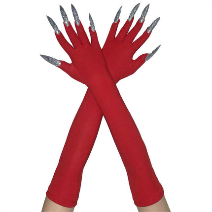 48cm European and American Fashion Halloween Gloves Long Nails Ghost Claw Gloves Long Performance Props Costume Black Red Claw